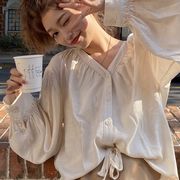 【Women】韓国風レディース服　秋冬　ゆったり 　シンプル　カジュアル　きれいめ　長袖Tシャツ