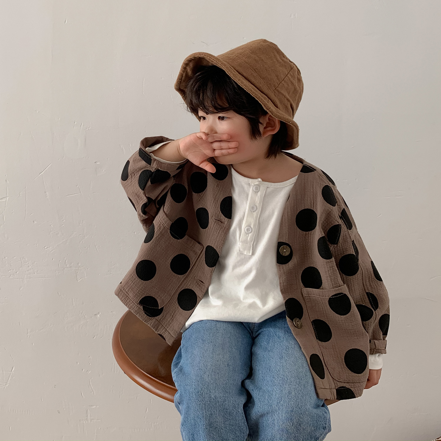 【KID】韓国風子供服 ベビー服 　春秋　男女兼用　ドット柄　可愛い　アウター　コート　ジャケット