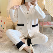 長袖パジャマ女性の新しいシンプルで薄い快適な家庭服韓国パジャマセット春