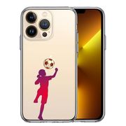 iPhone13 Pro 側面ソフト 背面ハード ハイブリッド クリア ケース サッカー ヘディング 女子