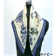 【スカーフ】【日本製】シルクシフォン・ハミングフラワー柄日本製小判スカーフ