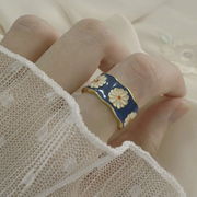 【在庫限り】 リング 花紋 ブルー 青 カラー 指輪 アクセサリー ヒップホップ ジュエリ