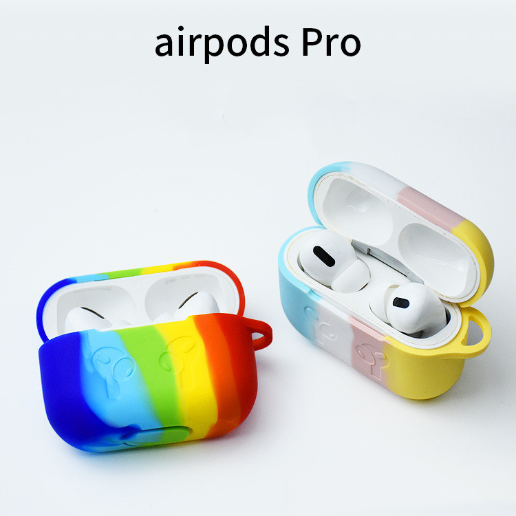 airpods pro 3保護カバー  ほごカバー  ワイヤレスBluetoothイヤホン  シリカゲルシェル  収納バッグ  虹