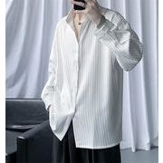 女性らしいシルエット男の子ファッションシャツ 長袖 韓国スタイルトレンドストライプ シャツ 春秋 コート