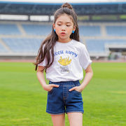 「120-165号」女の子 プリント 半袖Tシャツ ラウンドネック トップス キッズ 子供服