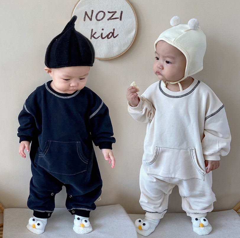 2022韓国風子供服 ベビー服 春と秋 女の子男の子 幼児 シンプル 連体服 2色