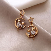 925イヤリング ダイヤモンド猫のイヤリング ファッション 星と月のイヤリング