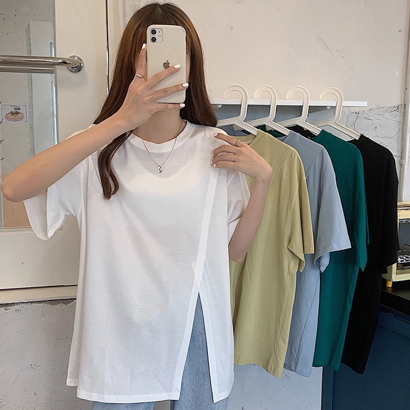 新作　シャツ　Tシャツ　トップス　　春　夏　大きいサイズ　レディース　韓国ファッション　無地
