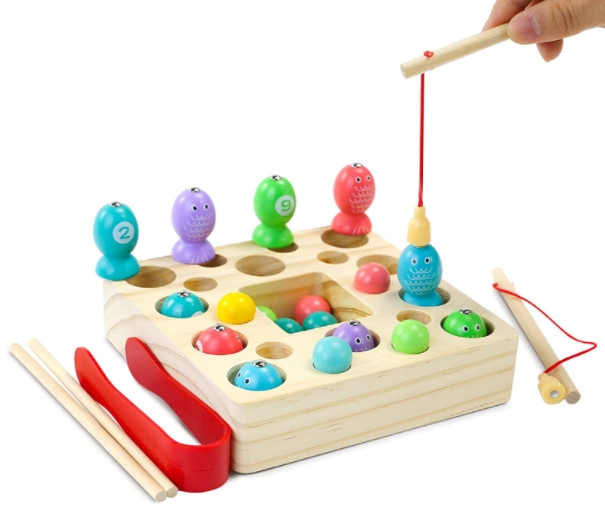モンテッソーリ磁石 木の 魚釣り おもちゃ 知育玩具プレゼント さかなつり誕生日 贈り物 教具 おもちゃ