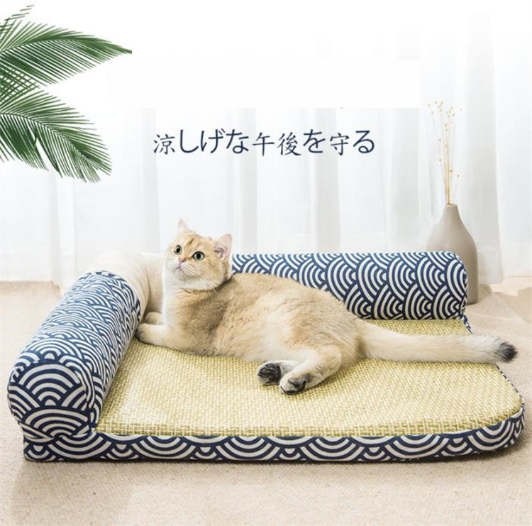 今っぽトレンド 猫用ベッド フォーシーズンズマット 籐製シート 新品 夏 涼しい 取り外し可能