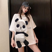 Tシャツ　ゆるい　レディース　韓国ファッション　panda　半袖