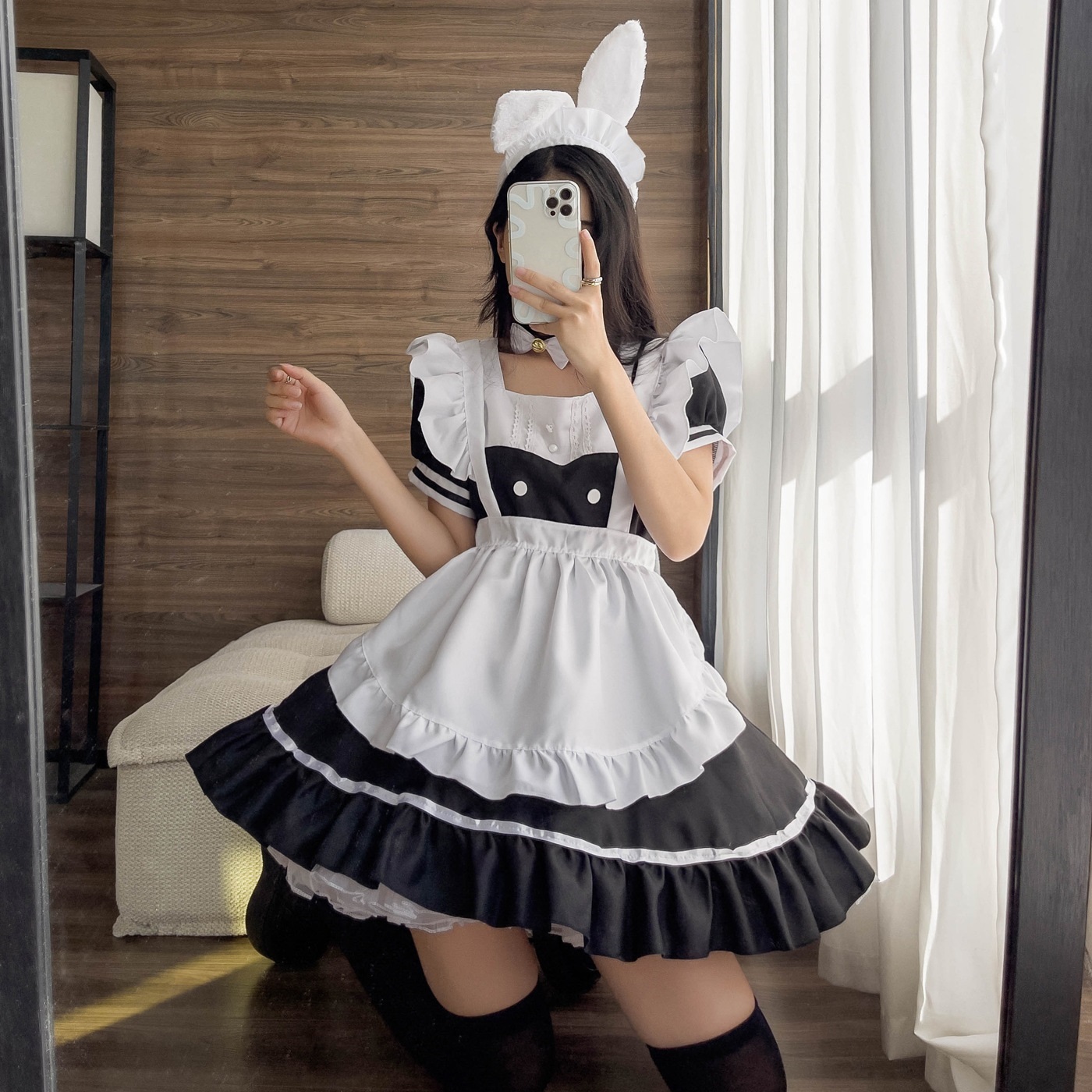 そよ 982 胸当て付エプロン うさぎ 手ぬぐい リメイク ハンドド