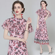 初回送料無料新作欧米風人気ワンピーススカート　花柄のドレスファッション