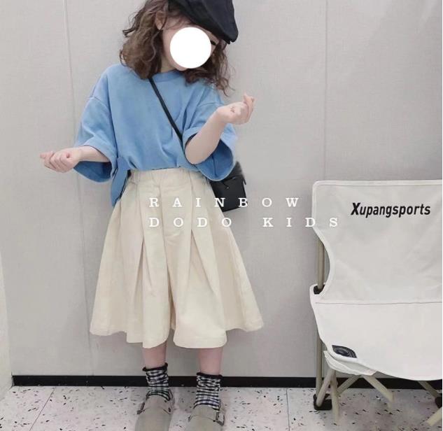 韓国子供服　2022年夏新作　ガールズ　純色　ゆったり　Tシャツ　ショットパンツ　カジュアル系　90#-150#