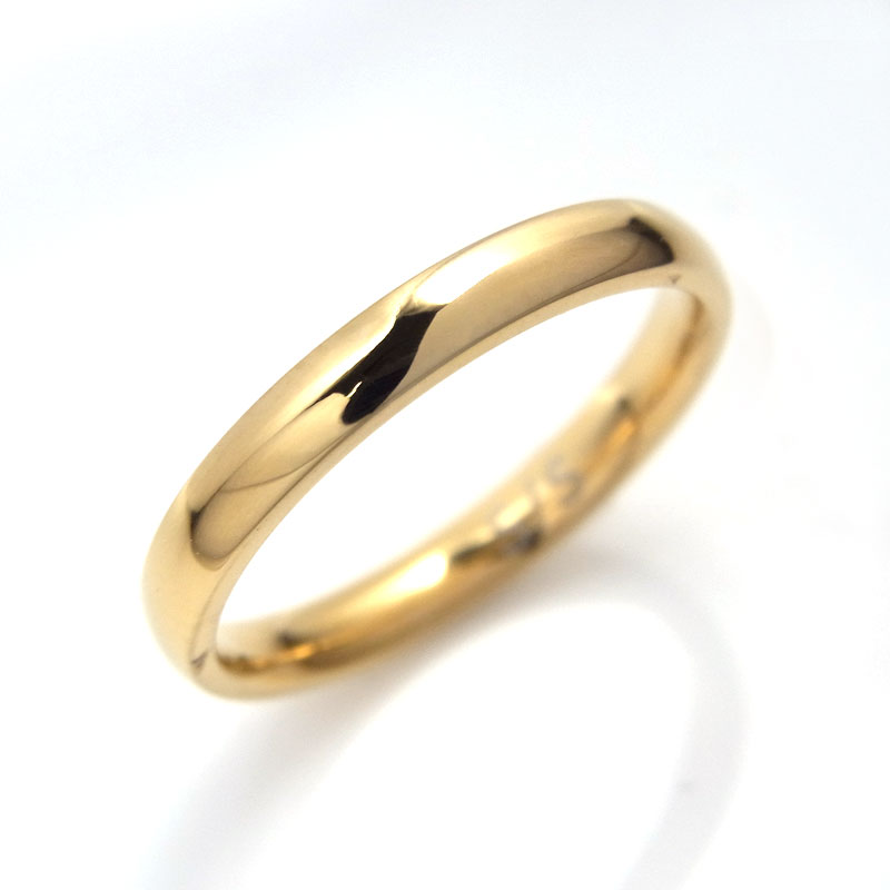 【価格改定】ステンレス 2.5mm幅甲丸リング ゴールド