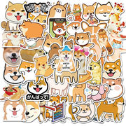 50枚/セット 漫画の動物のステッカー 柴犬 ハスキーコーギー猫 ラゲッジステッカー 防水ステッカー