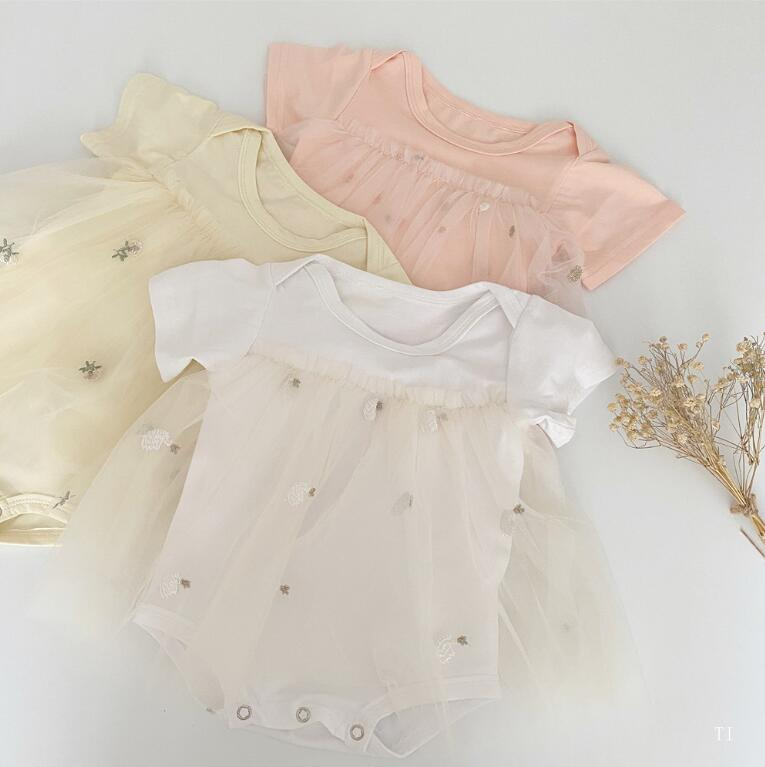 2022夏新作★INS プリンセス ワンピース 新生児 半袖 スカート 刺繍 かわいい 子供服 人気