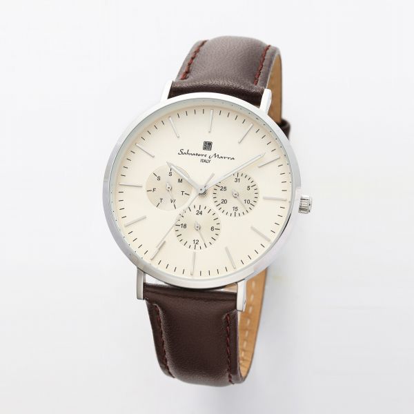 正規品 SalvatoreMarra 腕時計 サルバトーレマーラ  SM22102-SSCM 日常生活防水 日付曜日表示 レザーベルト