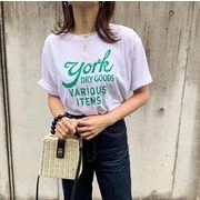 夏　トップス　Tシャツ　半袖　韓国ファッション　コットン　ゆったり　アルファベット