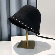 帽子　バケットハット　パール　レディース　ファッション　韓国風　折り畳み
