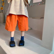 2022新作、夏の子供服オレンジショーツ、韓国のボーイショーツ