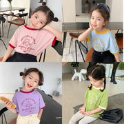 子供服の女の子の半袖Tシャツ2022年夏の流行のベビールーズTシャツの新しい韓国版子供用ヒットカラートップ