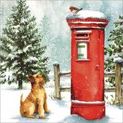 グリーティングカード クリスマス「犬とポスト」メッセージカード