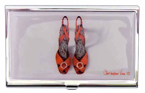 クロームドメタル カードケース/名刺入れ「赤い靴」クリストファーヴァインデザイン