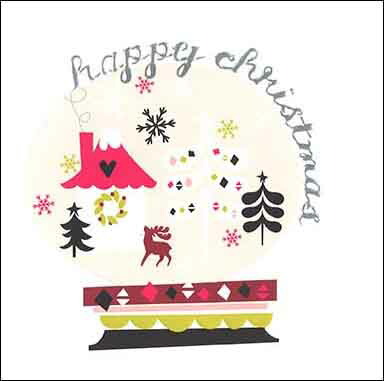 グリーティングカード クリスマス「トナカイと家とツリー」メッセージカード