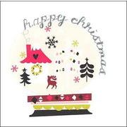 グリーティングカード クリスマス「トナカイと家とツリー」メッセージカード