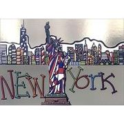 ポストカード イラスト「NEW YORK」箔押し加工あり カラフル 自由の女神 おしゃれ