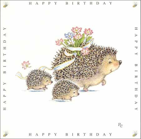 グリーティングカード 誕生日/バースデー ピーター・クロス「花束を担いだハリネズミ」動物