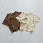 子供用半袖Tシャツ韓国ボードルーズプリントドールラウンドネックTシャツ