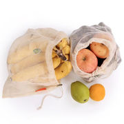 再利用可能なコットンメッシュ野菜バッグ - 100%オーガニックコットン野菜 フルーツ用メッシュバッグ