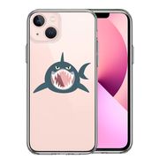 iPhone13 側面ソフト 背面ハード ハイブリッド クリア ケース サメ リンゴ飲み込む