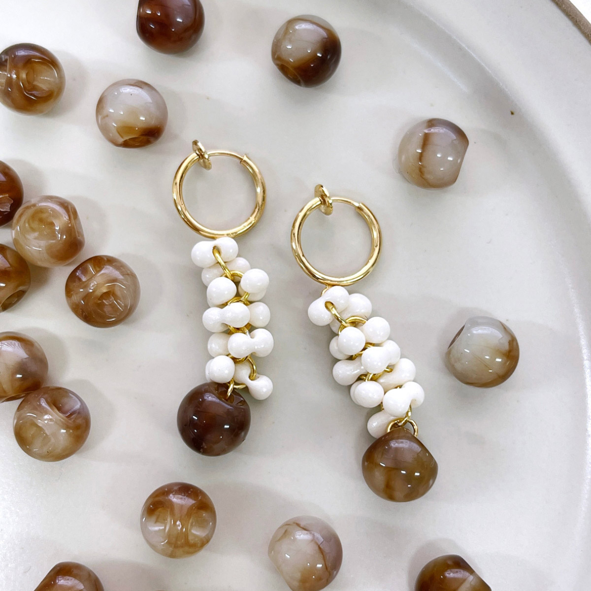 即納10個入】鈴丸 クリア ビーズ スズマル ピアス イヤリング