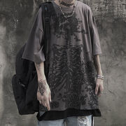 ユニセックス メンズ Tシャツ 半袖シャツ  大きいサイズ トップス 二色 ストリート系 渋谷風☆