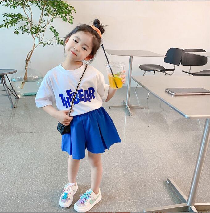 韓国風子供服 　女の子Tシャツ+パンツ　ファッション2点セット★90-140