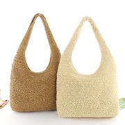 【バッグ】 レディース・2色・手提げ鞄・肩掛けバッグ・草編みバッグ