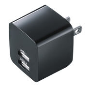 【5個セット】 サンワサプライ USB充電器(2ポート・合計2.4A・ブラック) ACA-