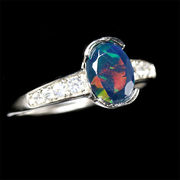 オーストラリア産 宝石質 ブラックオパール 遊色効果 sv925 リング 指輪 フリー