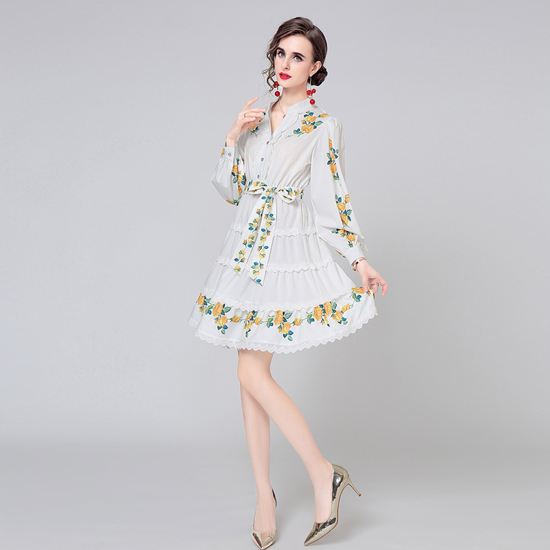 初回送料無料新しい春秋のドレス長袖包帯パフスリーブワンピース人気商品おしゃれファッション