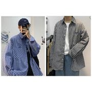 秋 男 トップス トレンド 韓国ファッション 長袖  シャツ チェック カジュアルスタイル