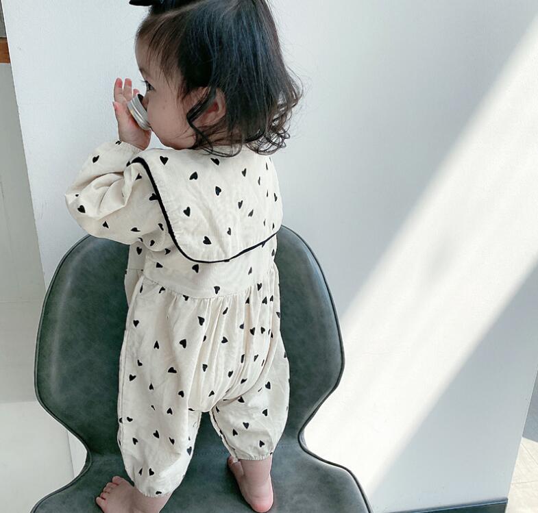 2022 秋冬新作 韓国版 赤ん坊 かわいい コーデュロイ 長袖 連体服 綿 女の子 子供服