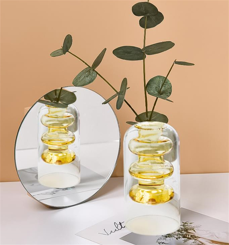 花瓶 ステンドグラス フラワーアレンジメント ダブル クリエイティブ 装飾 リビングルーム
