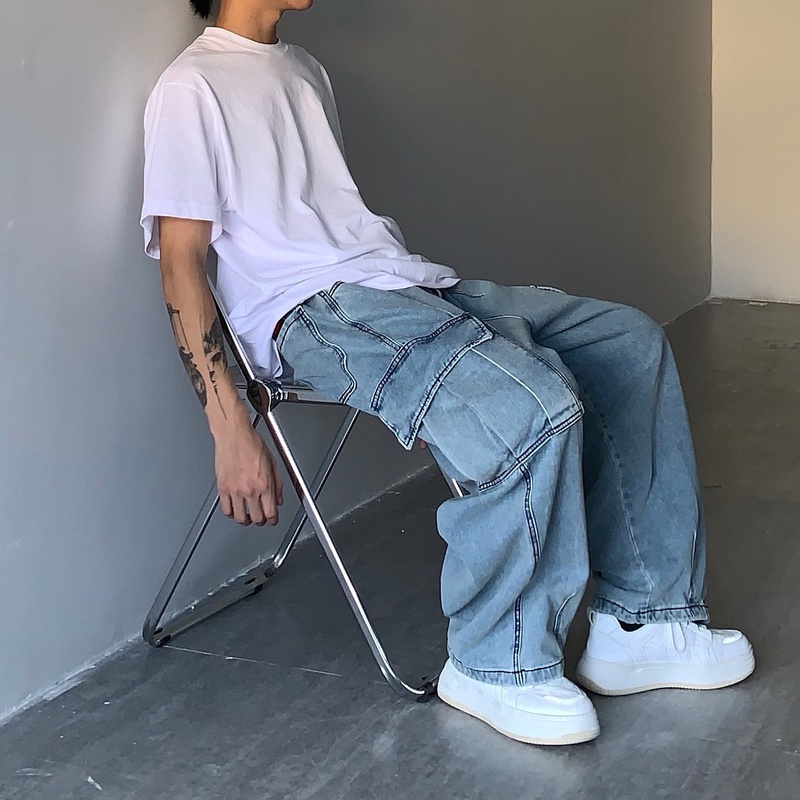 ユニセックス メンズ デニムパンツ ロングパンツ カジュアル 大きい