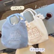 バッグ　トートバッグ　ファー　刺繍　秋冬　かわいい　レディース　韓国ファッション