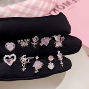 ピアス　メタル　アクセサリー　925シルバーポスト　ピンク系　ミニ　韓国ファッション