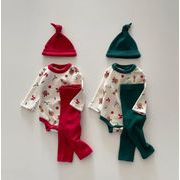 子供服 ベビールームウェア　帽子+ロンパース+パンツセット ホームウェア クリスマス ワピチ