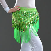 ベリーダンス衣装 インドダンス ヒップスカーフ コスチューム タッセル スパンコール コイン＆ビーズ 9色